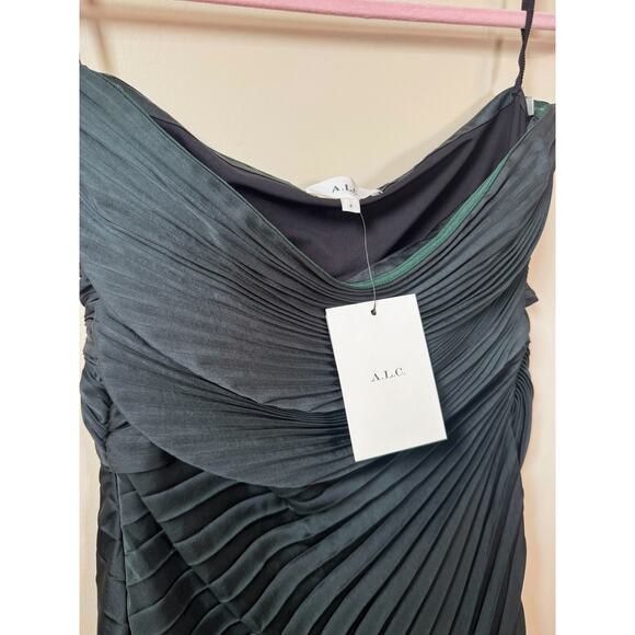 NEW NWT A.L.C. Bianca Dress in Forest Green Size 6 - Picture 6 of 7